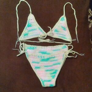 Vintage Handmade Crochet Multi-Color Bikini for Little Girl